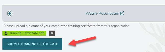 Green submit button on bottom left of screen says Submit Certificate