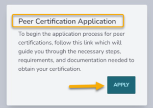 Peer Certification Apply button