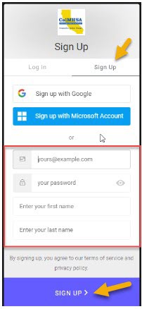 CalMHSA Sign Up Dialog Box