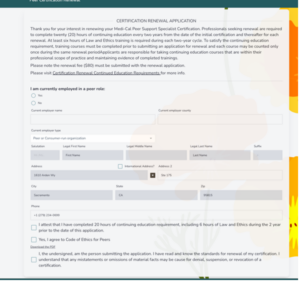 Renewal application form