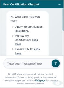 a screenshot of our chatbot, Peerio