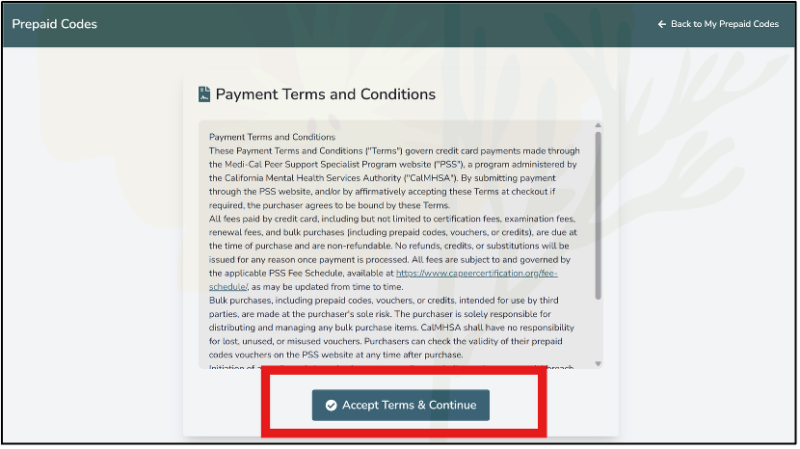 How To - Purchase Prepaid Codes - California Peer Certification